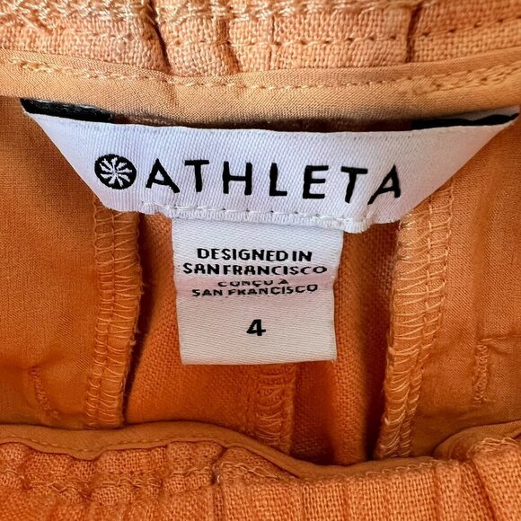 Athleta Shorts Womens Size 4 Peach Cabo 100% Linen Breathable Lightweight - Picture 2 of 16